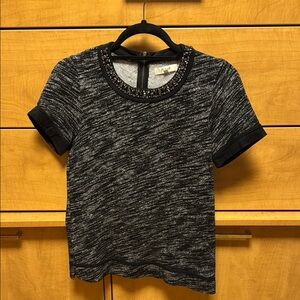Chic Black and Gray Short Sleeve Top